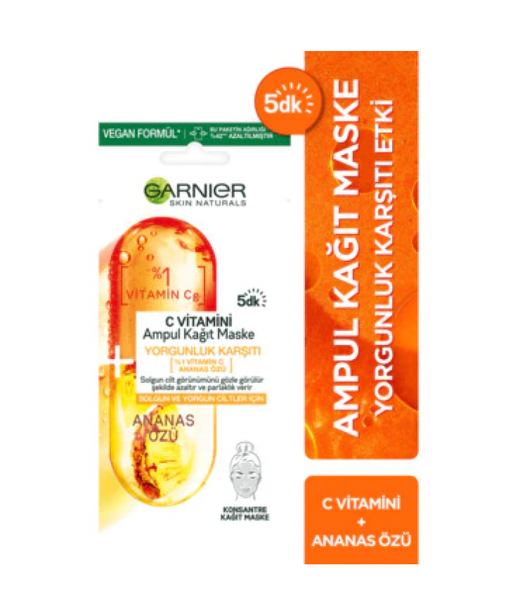 Garnier Taze Karışım C Vitamini Kağıt Yüz Maskesi 15g eczahanemden