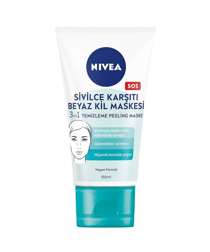 Nivea Sivilce Karşıtı 3in1 Beyaz Kil Maskesi 150ml eczahanemden