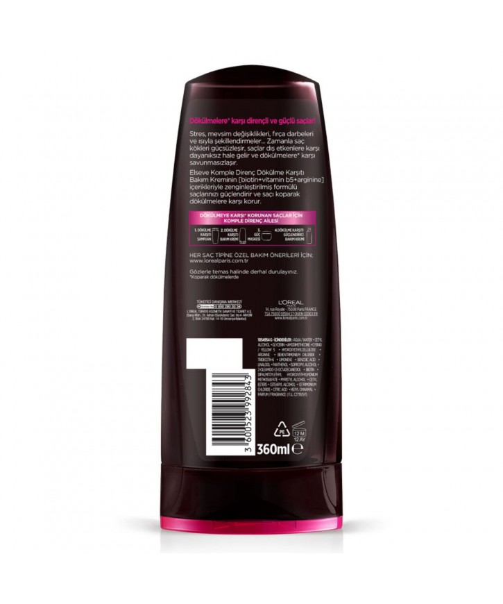 LOréal Paris Elseve Arginine Direnç x3 Dökülme Karşıtı Bakım Kremi 360 Ml eczahanemden