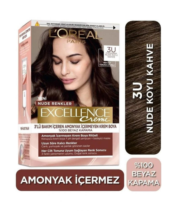 Loreal Excell Nude Drk 3U Koyu Kahve Saç Boyası eczahanemden