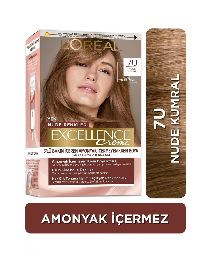 Loreal Excell Nudes Blonde 7U Nude Kumral Saç Boyası eczahanemden
