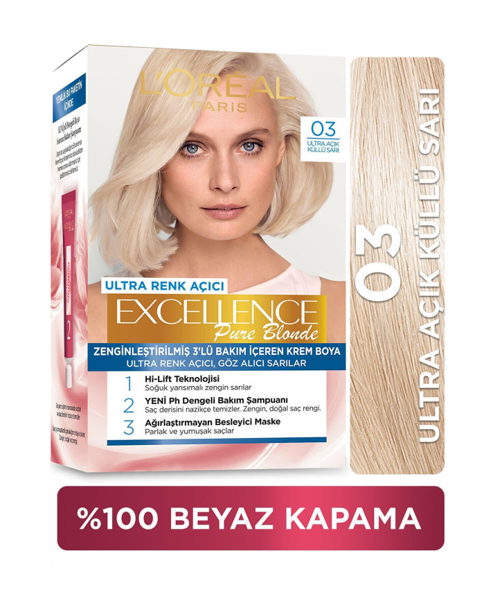Loreal Excell 03 Ultra Açık Küllü Sarı Saç Boyası eczahanemden